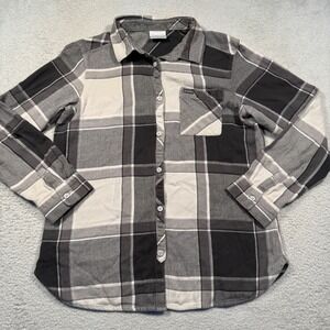 Columbia Sportswear Women's L 100% Cotton Plaid Flannel Button Up Shirt Gorpcore